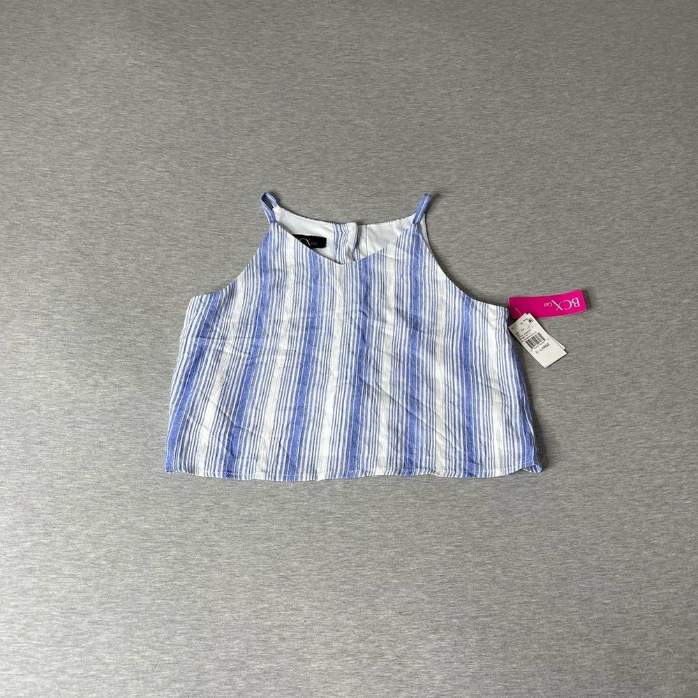 BCX Girl’s Woven Button-Down Striped Tank Top